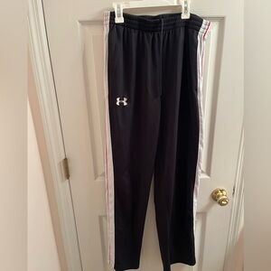 Under Armour Black Sweatpants with White and Red Sides (Large)